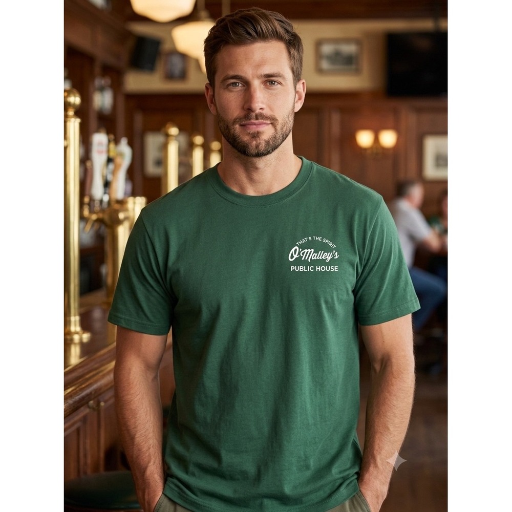 Special Thanks Mens O'Malleys Public House Graphic Tee Green Large NWT